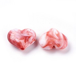 Акриловые шарики Gemstone имитация, сердце, огнеупорный кирпич, 20x23x8~8.5 мм, отверстие : 2.5~2.8 мм