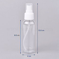 Flacons pulvérisateurs en plastique de 100 ml, pompe à brouillard rechargeable, avec bouchons de bouteille, bouteille d'alcool vide, clair, 13.5x4 cm, capacité: 100 ml (3.38 oz liq.)