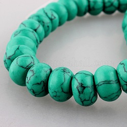 Synthetic Turquoise Rondelle Beads Strands, MediumSea Green, 10x6mm, Hole: 2mm, about 66pcs/strand, 15.0inch
