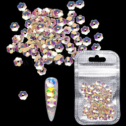 Splendente glitter per unghie, paillettes manicure, unghie scintillanti fai-da-te, fiore, tan, 6.5x6x1.5mm, Foro: 1.4 mm, su 2 g / borsa