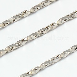 Electroplate Brass Twisted Chains Curb Chains, Soldered, with Spool, Platinum, 1.2mm