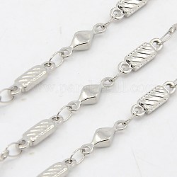 304 Stainless Steel Link Chains, Soldered, Decorative Chain, with Rectangle & Rhombus Connector, Stainless Steel Color, 3.5x2mm