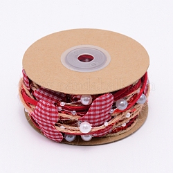 Herz Kunststoff Perlenbesatz, mit Polyesterband und Juteschnur, für DIY Valentinstag und Urlaub Handwerk, rot, 0.2~28 mm