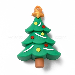 Пластиковые большие подвески из пвх, рождественская елка, цвета морской волны, 58x40x21 мм, отверстие : 3 мм