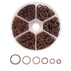 1 Box of Iron Jump Rings, Open Jump Rings, Nickel Free, Red Copper, 18~21 Gauge, 4~10x0.7~1mm, Inner Diameter: 2.6~8mm, about 1600pcs/box
