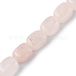 Granos naturales de abalorios de cuarzo rosa, cuboides, 8.5~11x7.5~9x7.5~9mm, agujero: 1.2 mm, aproximamente 20 pcs / cadena, 7.72~8.74 pulgada (19.6~22.2 cm)