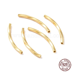 925 Sterling Silver Tube Beads, Curved Tube, Twist Square, Golden, 30x2x2mm, Hole: 1.2mm, about 17pcs/10g