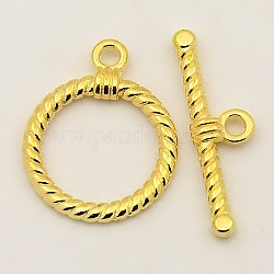 ibetan Style Alloy Toggle Clasps, Cadmium Free & Nickel Free & Lead Free, Golden, 22.5x18mm, Hole: 2mm