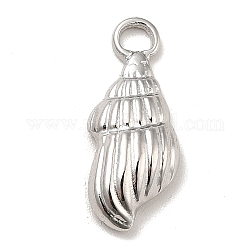 304 Stainless Steel Pendants, Conch Charms, Stainless Steel Color, 18x7.5x3.5mm, Hole: 2mm