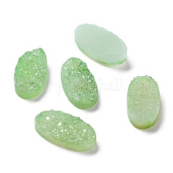Cabochon agata druzy naturale, tinto, ovale, verde chiaro, 14x7x2.5mm