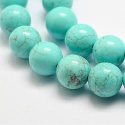 Brins de perles de magnésite naturelle, teints et chauffée, ronde, 8mm, Trou: 1mm, Environ 47 pcs/chapelet, 15.3 pouce (39 cm).