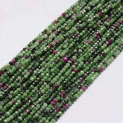 Rubino naturale in perline zoisite fili, tondo, sfaccettato, 2mm, Foro: 0.5 mm, circa 197pcs/filo, 15.7 pollice (40 cm)