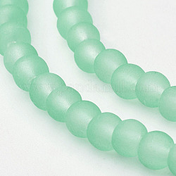 Transparent Glass Bead Strands, Frosted, Round, Pale Green, 4mm, Hole: 1.1~1.6mm, about 200pcs/strand, 31.4 inch