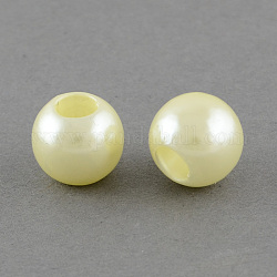 Abs kunststoff nachahmung perle europäische perlen, großes Loch Rondell Perlen, Zitronen-Chiffon, 11.5~12x10 mm, Bohrung: 4~5 mm, ca. 780 Stk. / 500 g