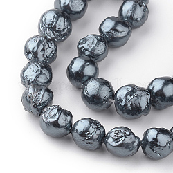 Perle baroque naturelle perles de perles de keshi, perle de culture d'eau douce, teinte, gris foncé, 12~15x10~13x10~13mm, Trou: 0.8mm, Environ 28~31 pcs/chapelet, 15.7 pouce