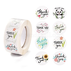 1 Inch Thank You Theme, 1 Inch Self-Adhesive Stickers, Roll Sticker, Flat Round, for Party Decorative Presents, Colorful, 2.5cm, 500pcs/roll