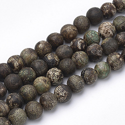 Chapelets de perle en agate naturelle teinte, ronde, brun coco, 8~8.5mm, Trou: 1mm, Environ 47 pcs/chapelet, 15.5 pouce