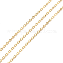 Brass Cable Chains, Long-Lasting Plated, Soldered, with Spool, Cadmium Free & Lead Free, Real 18K Gold Plated, 2x1.3x0.5mm