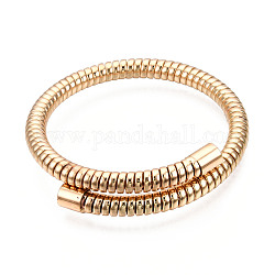 Bracciale rigido con catene di serpente rotonde in ferro, braccialetto elastico regolabile per uomo donna, oro chiaro, diametro interno: 2-1/8 pollice (5.4 cm)