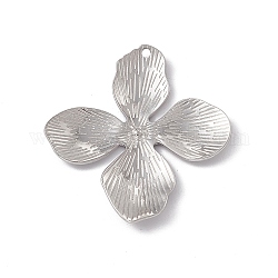 304 ciondoli in acciaio inossidabile, pendente a fiore, colore acciaio inossidabile, 45x42x3mm, Foro: 1.8 mm