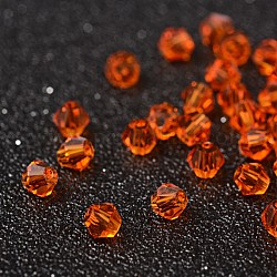 Граненый биконтинентальный кристалл из бисера, оранжево-красный, диаметром около 4 мм , толстый 3.5 мм , отверстие : 1 мм