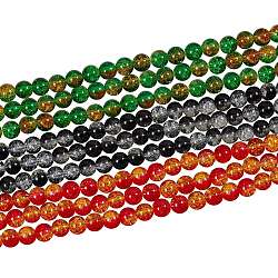 Двухцветный треск, круглые, разноцветные, 8~8.5 мм, отверстие : 1 мм, около 50~52 шт / нитка, 14.9 дюйм ~ 15.7 дюйма (38~40 см), 3 цветов, 3strands / цвет, 9strands, около 150 шт / нитка, 450 шт / коробка