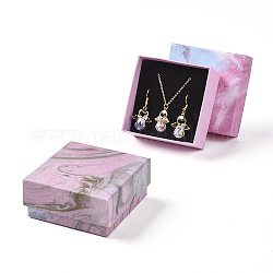 Boîtes en carton de bijoux, avec une éponge à l'intérieur, carrée, gris clair, 7.5x7.5x3.5 cm