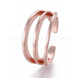 Регулируемые тройные латунные кольца на носке, открытые манжеты, открытые кольца, розовое золото , размер США 3 (14 мм)