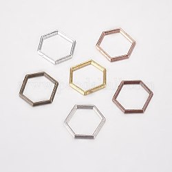 Legierung Verknüpfung rings, Hexagon, Mischfarbe, 12x14x1 mm