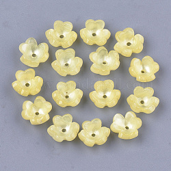 Tappi di perline di acetato di cellulosa (resina), 3 -petal, fiore, giallo champagne, 10.5~11x11.5~12x5mm, Foro: 1.2~1.4 mm