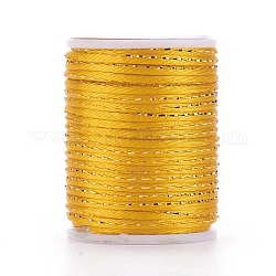 Полиэфирного корда, с золотым металлическим шнуром, китайский вязать шнур, золотые, 1.5 мм, около 4.37 ярда (4 м) / рулон