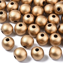 Perles en bois naturel teint, ronde, sans plomb, verge d'or noir, 20x18mm, Trou: 4.5mm, environ 400 pcs/1000 g