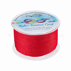 Olycraft 50 m 2 mm cordon en nylon satiné torsadé 3 plis rouge cordon torsadé garniture fil de ficelle pour l'artisanat et la fabrication de bijoux