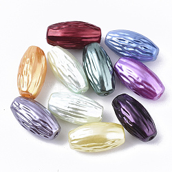 Perles d'imitation perles en plastique ABS, riz avec rides, couleur mixte, 15x7.5mm, Trou: 1.2mm, à propos 1090psc / 500G