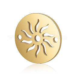Connettori a maglie in acciaio al titanio, piatta e rotonda con il sole, oro, 12x0.8mm, Foro: 0.8 mm