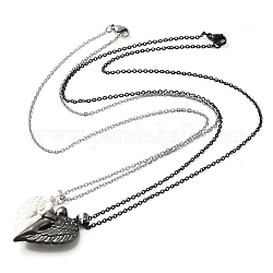 Ensemble de colliers avec pendentif cœur magnétique en alliage de 2 couleurs, 2 pièce, colliers de couple assortis pour la Saint-Valentin, noir, 19.49'' (49.5 cm)