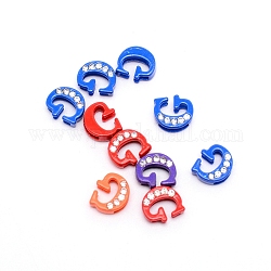 Rhinestone Slide Letter Charms, Alloy Intial Letter Beads, Spray Painted, Letter.G, G: 11x10x4.5mm, Hole: 1.5x8mm