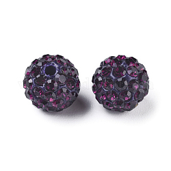 Perles de disco ball avec grade A strass, pour création de des bijoux unisexes, ronde, améthyste, 10mm, Trou: 1mm