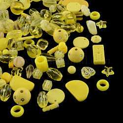 Abalorios de acrílico, formas mixtas, amarillo, 5.5~28x6~20x3~11mm, agujero: 1~5 mm