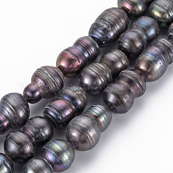 Naturales keshi abalorios de perlas hebras, perla cultivada de agua dulce, teñido, maní, gris pizarra, 13~19x9~13mm, agujero: 0.7 mm, aproximamente 23~24 pcs / cadena, 15.75 pulgada (40 cm)