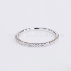 925 anello a fascia semplice in argento sterling, con strass, formato 9, platino, cirstallo, diametro interno: 18.9mm