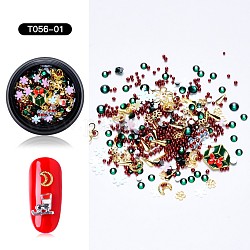 Christmas Theme Alloy Enamel Cabochons, Nail Art Decoration Accessories, with Rhinestone, Mixed Shapes, Mixed Color, 6~14x5.5~11.5x1.5~4mm