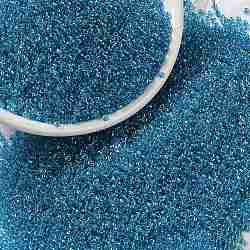 Miyuki runde Rocailles Perlen, japanische Saatperlen, 15/0, (rr1823) funkelnd blau gefüttertes aqua ab, 15/0, 1.5 mm, Bohrung: 0.7 mm, ca. 5555 Stk. / 10 g