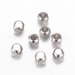 Perles séparateurs en laiton, cube, platine, 3x3mm, Trou: 2mm