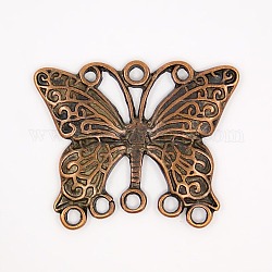 Chandelier Component, Alloy Links, Butterfly, Lead Free, Nickel Free and Cadmium Free, Red Copper, about 29mm long, 36mm wide, 2mm thick, hole: 2.5mm