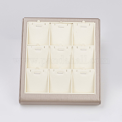 Pu les affichages de ensemble de bijoux en cuir, avec planche, rectangle, blanc, 25x22x5 cm