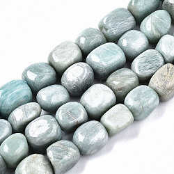 Natural Flower Amazonite Beads Strands, Tumbled Stone, Nuggets, 12~20x10~16x10~15mm, Hole: 1mm, about 26~27pcs/strand, 15.75 inch(40 cm)