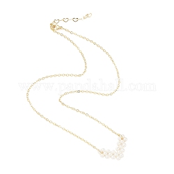 Collier pendentif coeur en perles de coquillage avec chaînes en laiton, or, 16.54 pouce (42 cm)