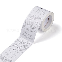 Pegatinas de sellado de papel revestido, rectángulo con la palabra, para cinta de sellado de embalaje de regalo, patrón floral, 80x50mm, 150pcs / rollo