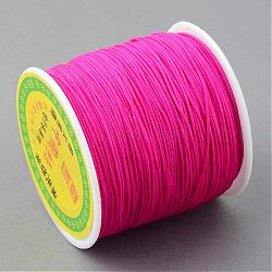 Braided Nylon Thread, Chinese Knotting Cord Beading Cord for Beading Jewelry Making, Deep Pink, 0.8mm, about 100yards/roll